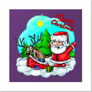 merry christmas santa claus Posters and Art